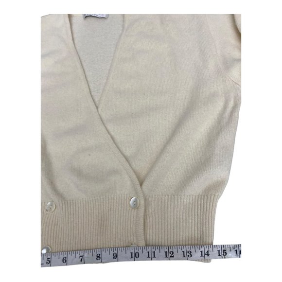 Vintage Jaeger Wrap Cardigan Cropped Jumper Lambswool Angora Ivory Sexy S/M 90's - Picture 15 of 16